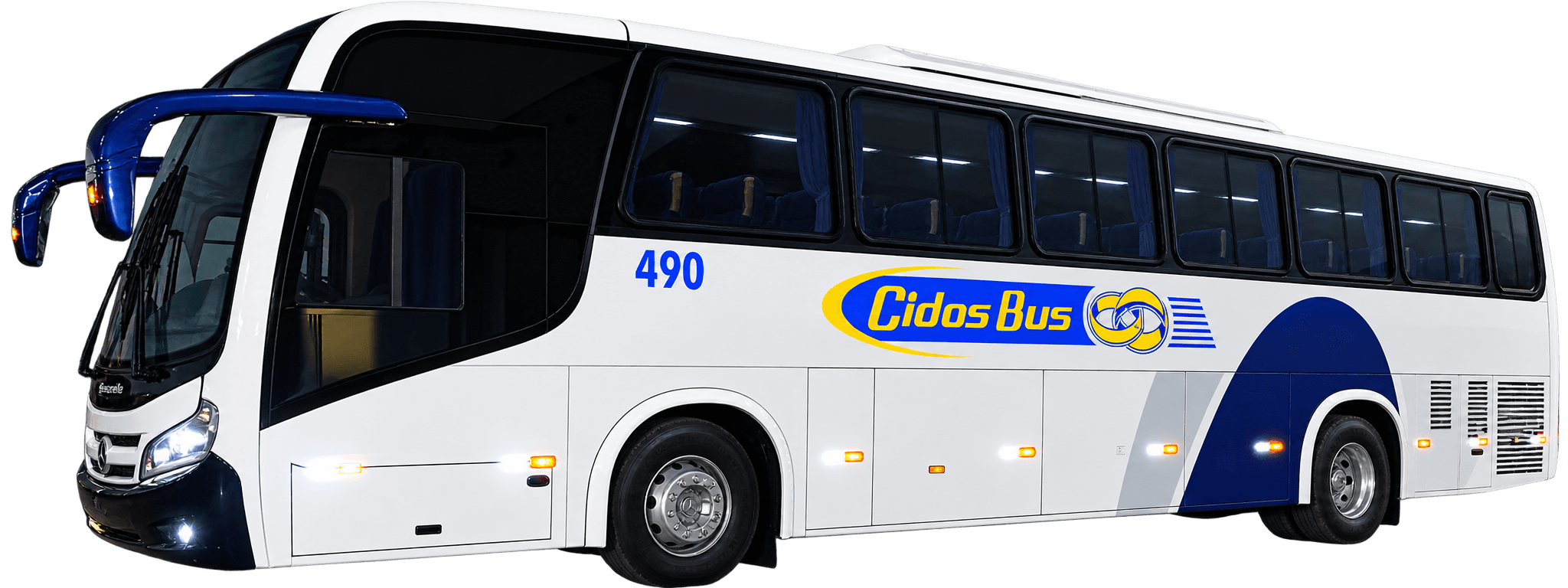 Ônibus Executivo CidosBus Branco em Destaque Oficial